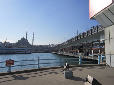 Galata Bridge - Fish Restaurants - With New Mosque in the Background